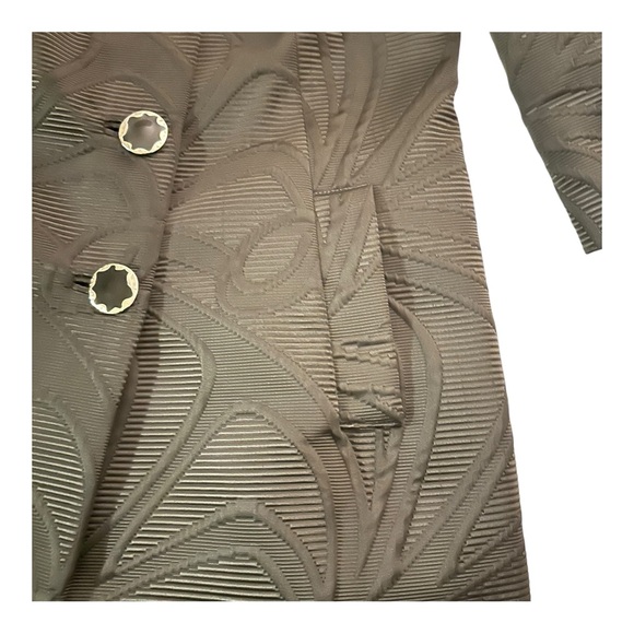 Milly Vintage Textured Black Jacquard Coat Green Lining 3/4 Sleeve Luxury Size 4 - Picture 14 of 15